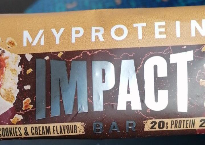 Fotografie - Impact Bar Cookies & Cream flavour MyProtein