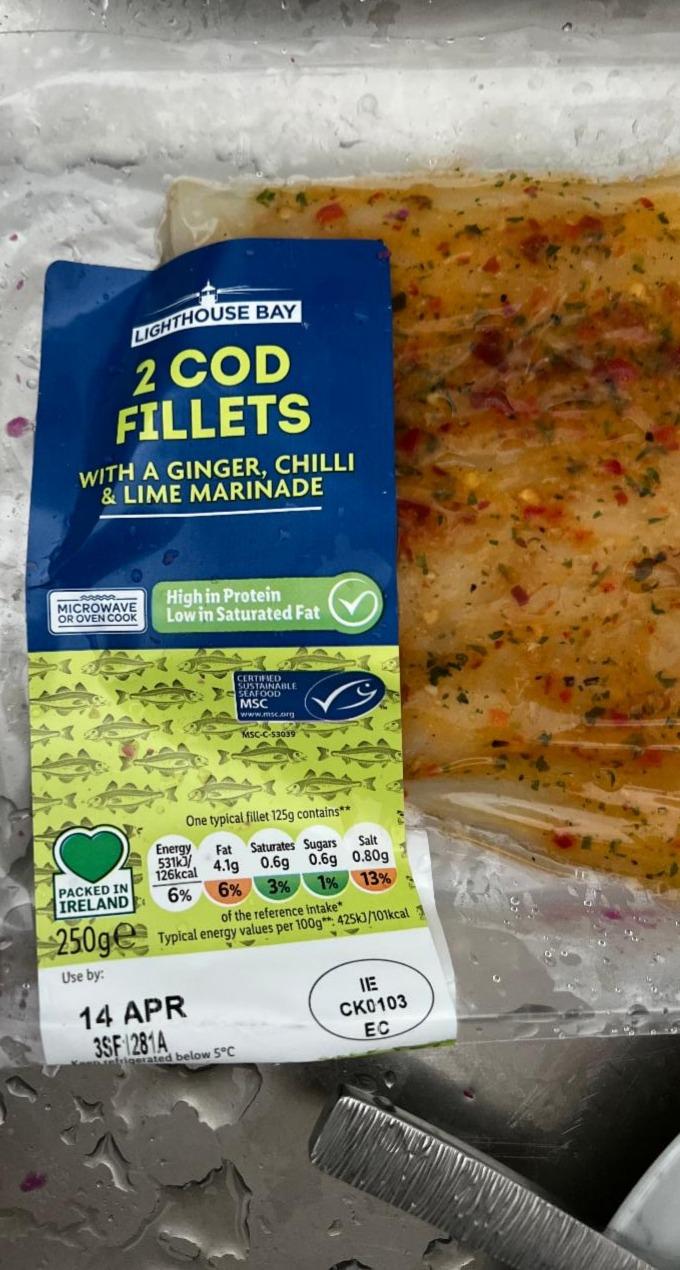 Fotografie - 2 Cod Fillets with ginger, chilli, and lime marinade