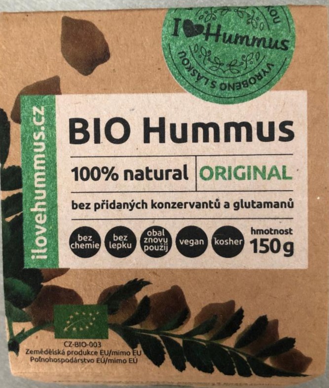 Fotografie - Bio Hummus Original I love Hummus
