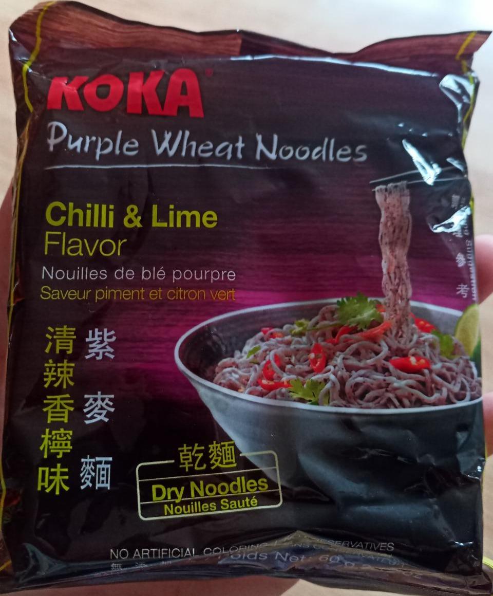 Fotografie - Purple Wheat Noodles Chilli & Lime Flavor Koka
