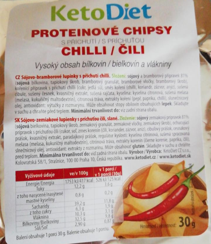Fotografie - proteinové chipsy příchuť chilli KetoDiet