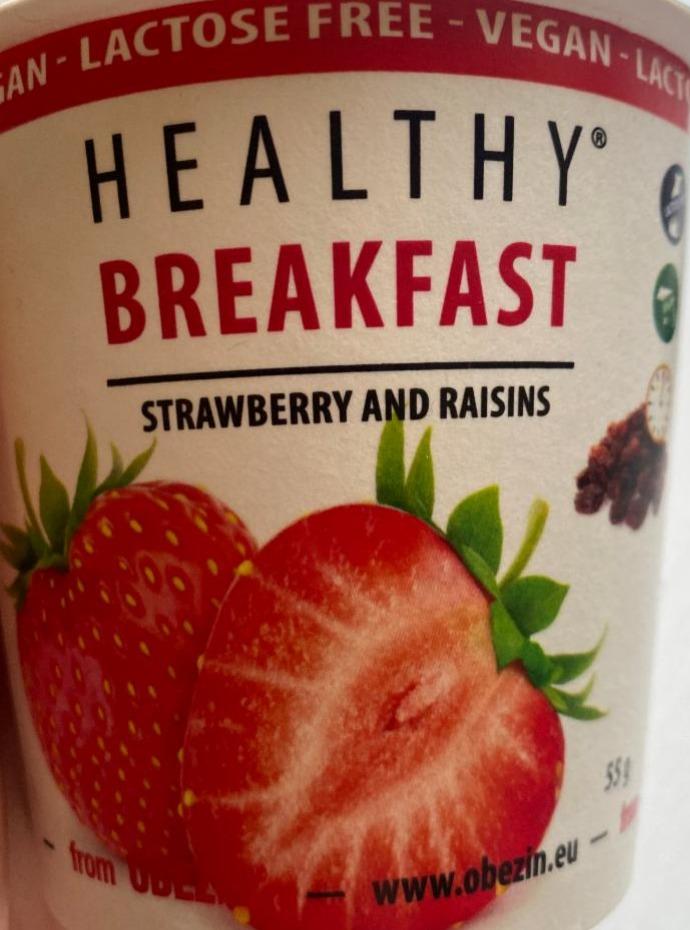 Fotografie - Breakfast Oatmeal Strawberry and Raisins Healthy