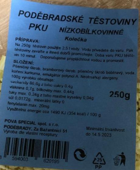 Fotografie - Poděbradské těstoviny nízkobílkovinné Kolečka PKU Pova special