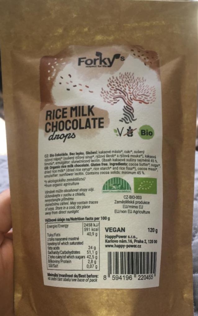 Fotografie - BIO Rice Milk Chocolate Drops Forky’s