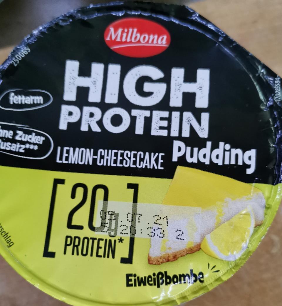 Fotografie - High protein pudding lemon-cheesecake Milbona