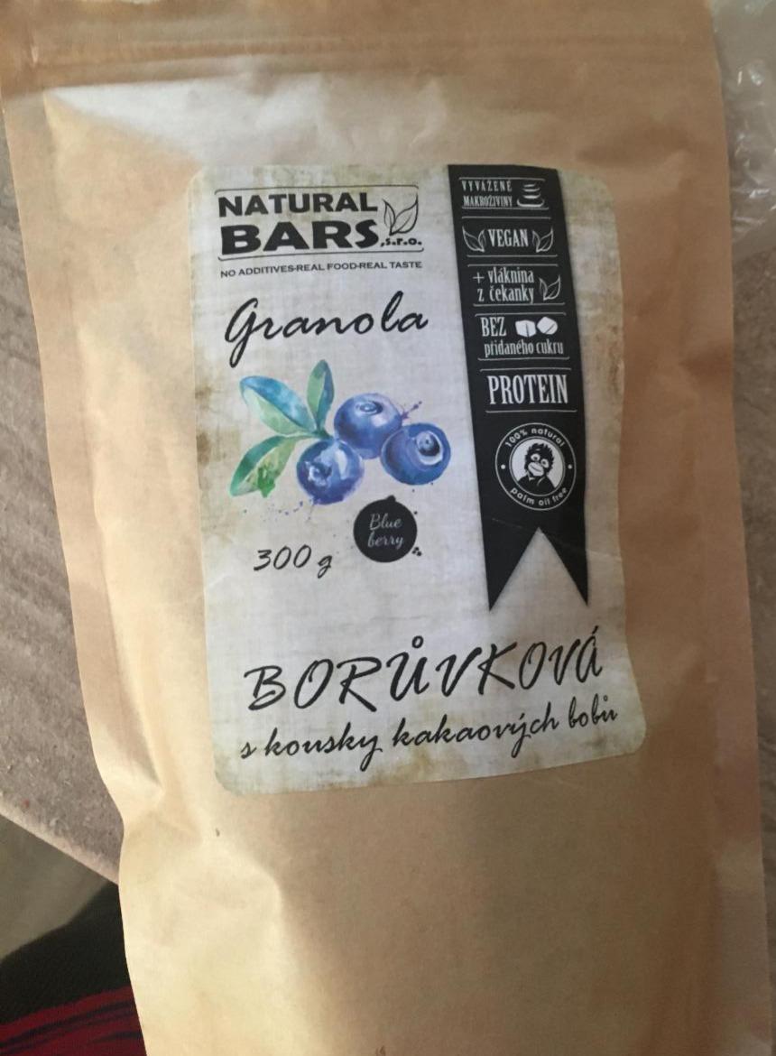 Fotografie - Granola protein borůvková s kousky kakaových bobů Natural Bars
