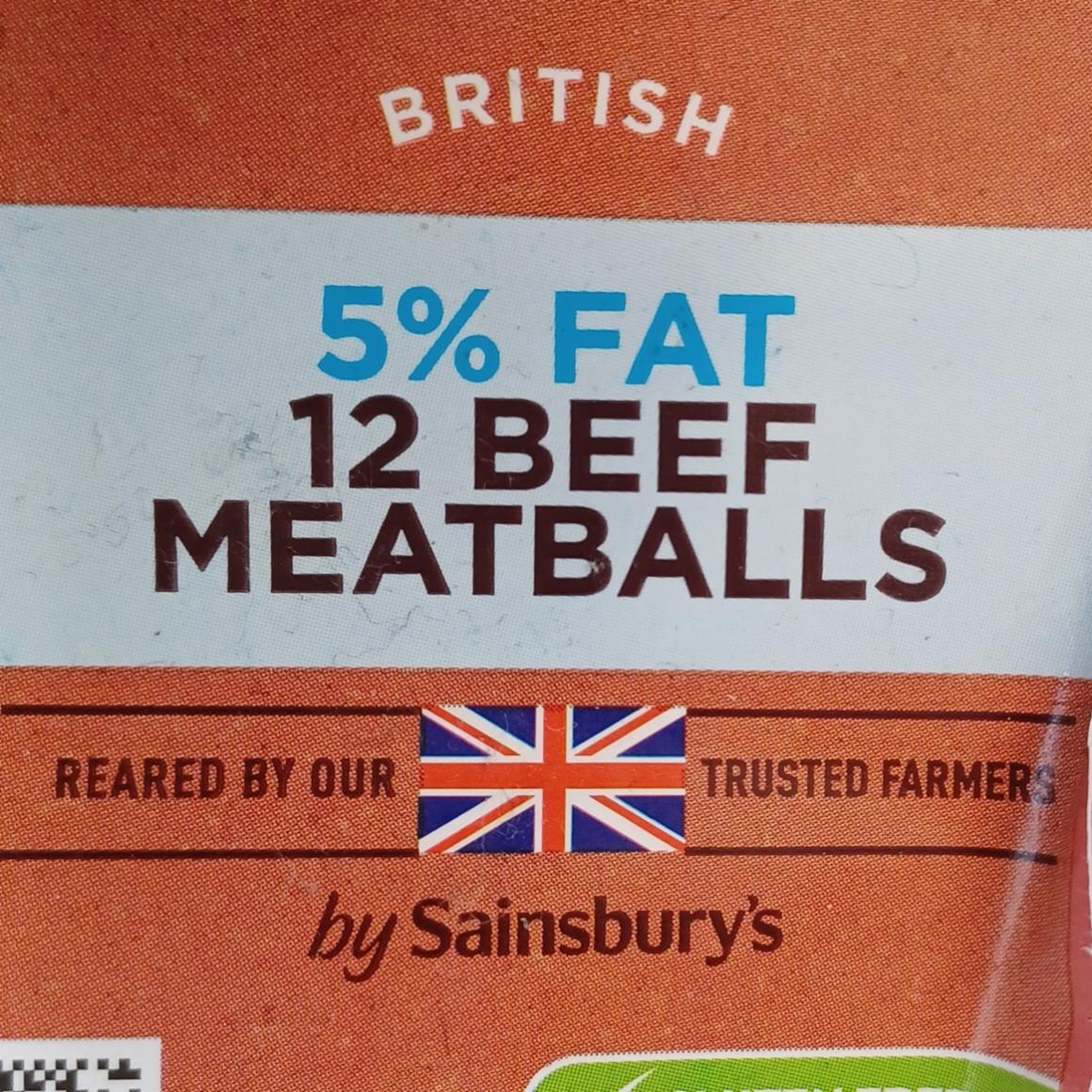 Fotografie - 5% fat 12 Beef Meatballs Sainsbury's