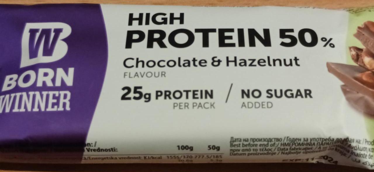 Fotografie - high protein 50% chocolate&hazelnut Born winner