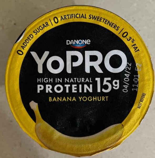 Fotografie - YoPro High in Natural 15g Protein Banana Yoghurt Danone