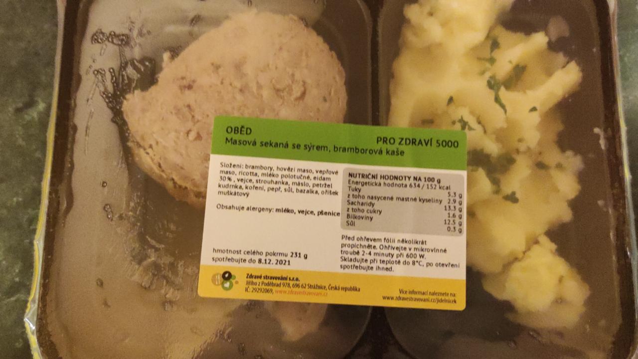 Fotografie - masová sekaná se sýrem, bramborová kaše Zdravé stravování