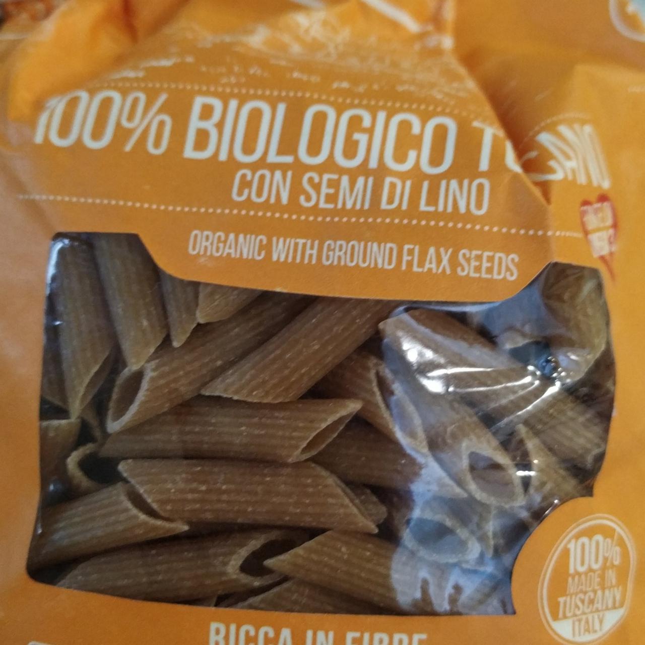 Fotografie - Bio Rigate 98 celozrnné bezvaječné s obsahem lněných semen Pasta Toscana