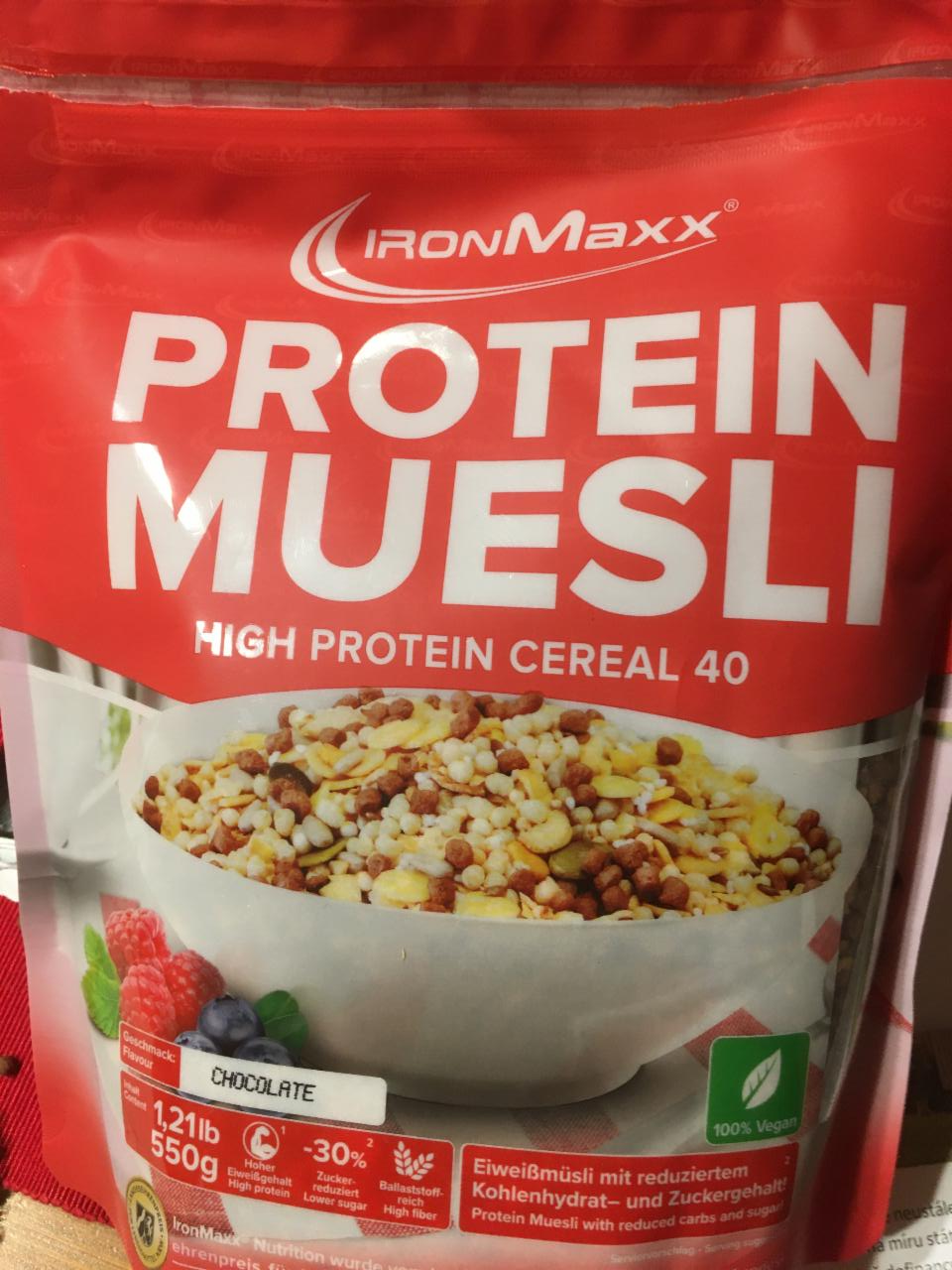 Fotografie - Protein müsli high protein čerpal 40 čokoláda IronMaxx