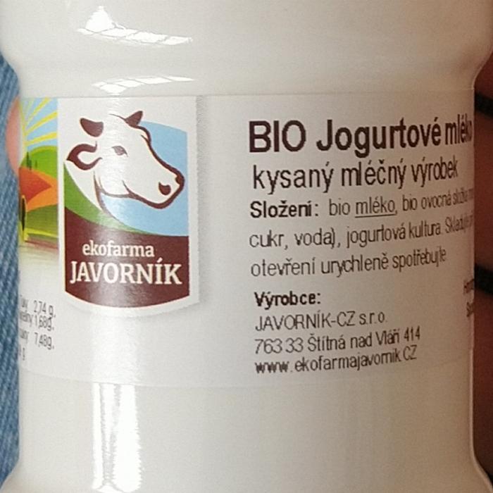 Fotografie - Bio jogurtové mléko jahoda Ekofarma Javorník