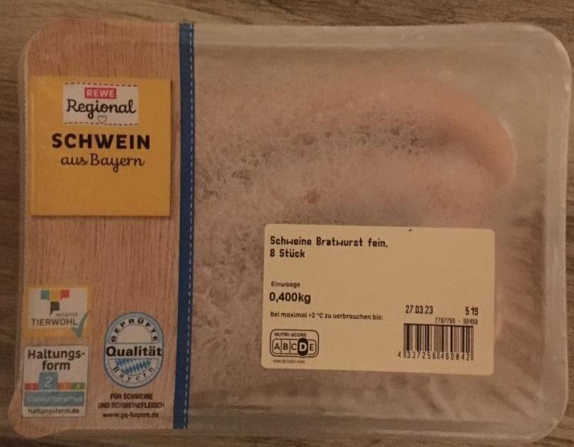 Fotografie - Schweine Bratwurst aus Bayern Rewe Regional