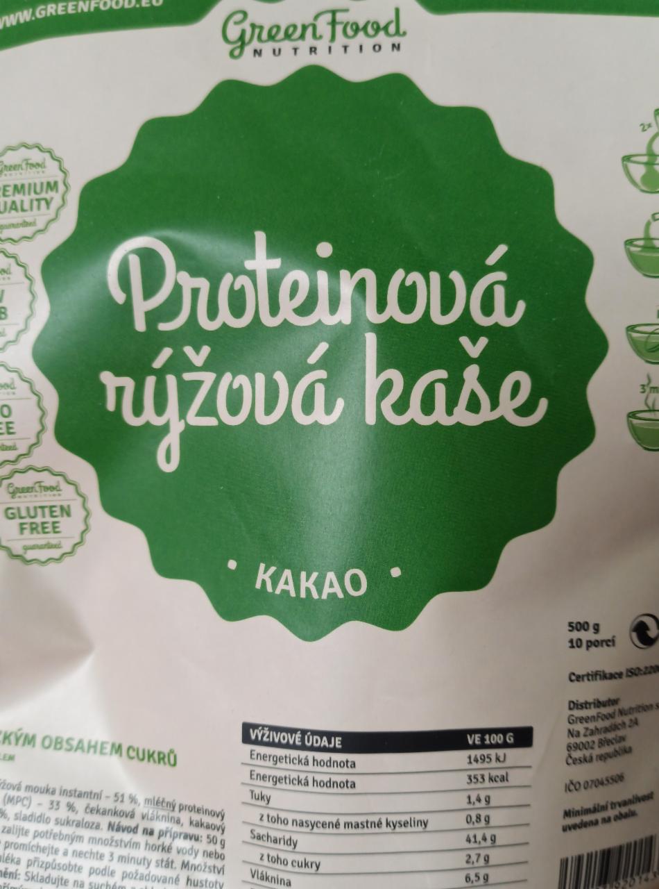 Fotografie - proteinová rýžová kaše kakao Green food
