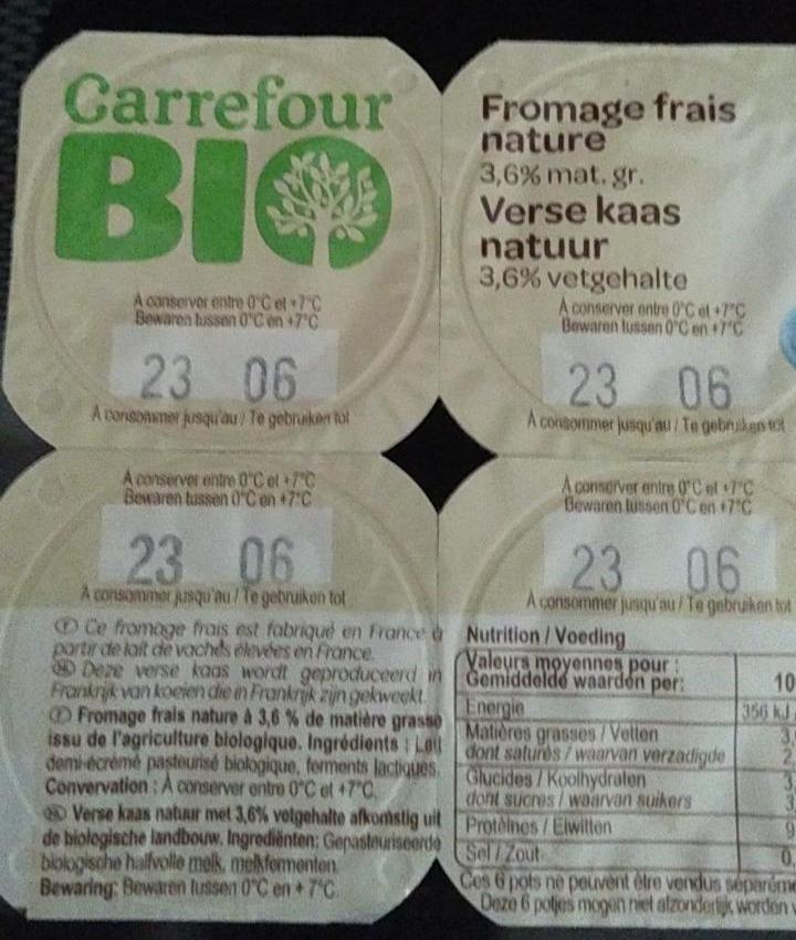 Fotografie - Fromage Frais Nature Carrefour Bio