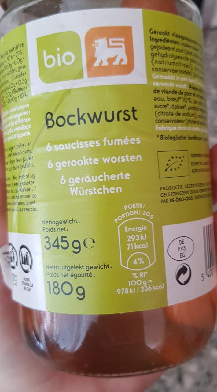 Fotografie - Bio Bockwurst 6 Saucisses Fumées Delhaize