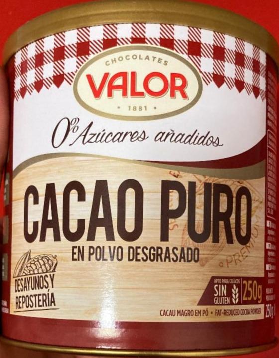 Fotografie - Cacao Puro en polvo desgrasado 0% azúcares añadidos VALOR