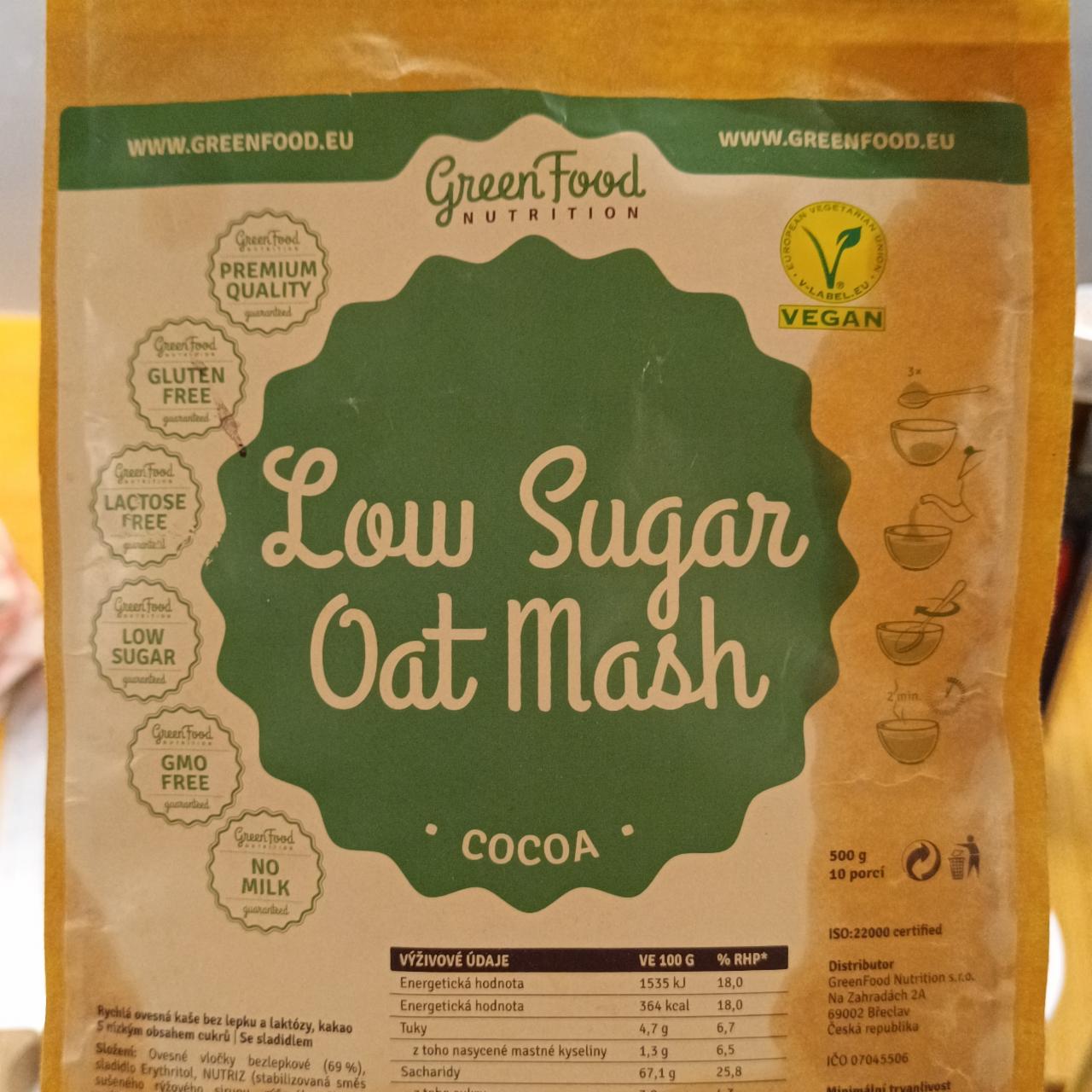 Fotografie - Low Sugar Oat Mash GreenFood Nutrition