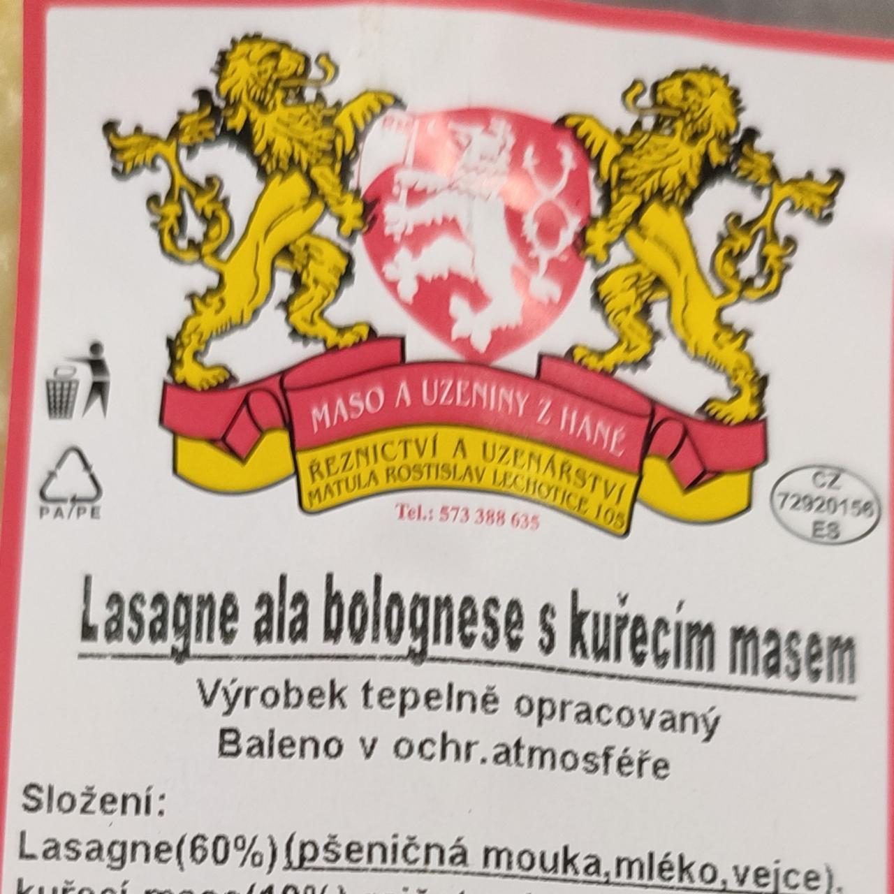 Fotografie - Lasagne ala bolognese s kuřecím masem Řeznictví a uzenářství Rostislav Matula