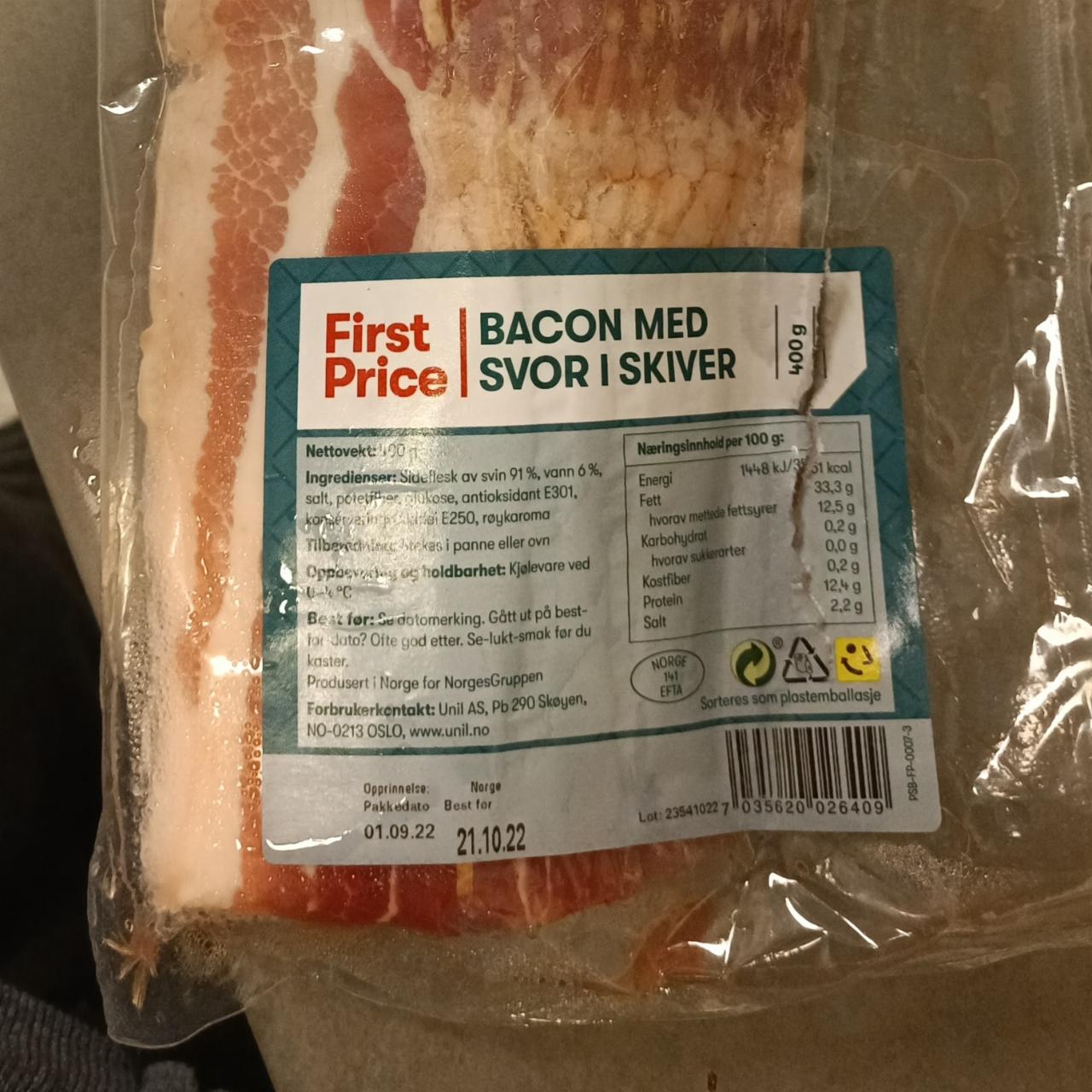 Fotografie - Bacon med svor i skiver First Price