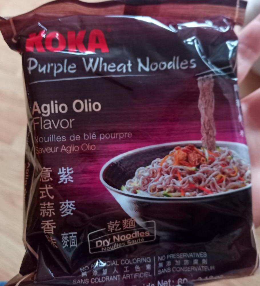 Fotografie - Purple Wheat Noodles Aglio Olio Flavor Koka