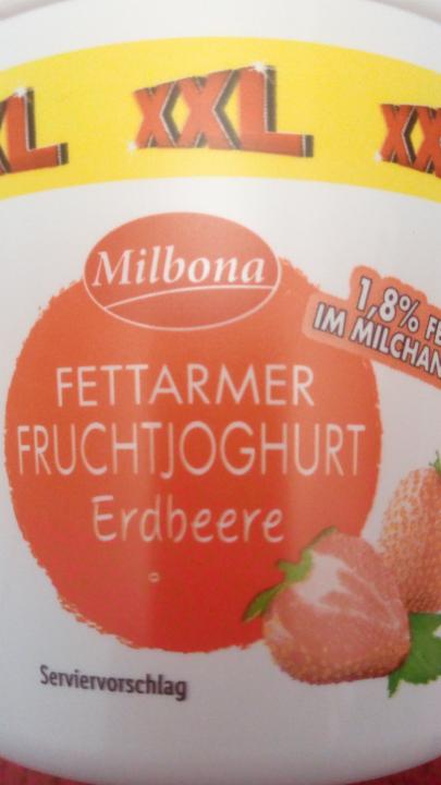 Fotografie - Fettarmer Fruchtjoghurt 1,8% Fett Erdbeere Milbona
