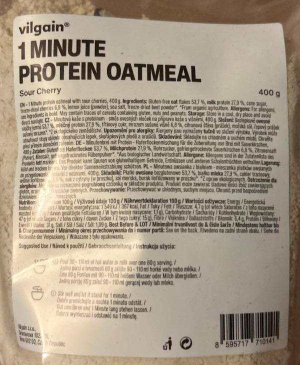 Fotografie - 1 Minute protein oatmeal Sour cherry Vilgain