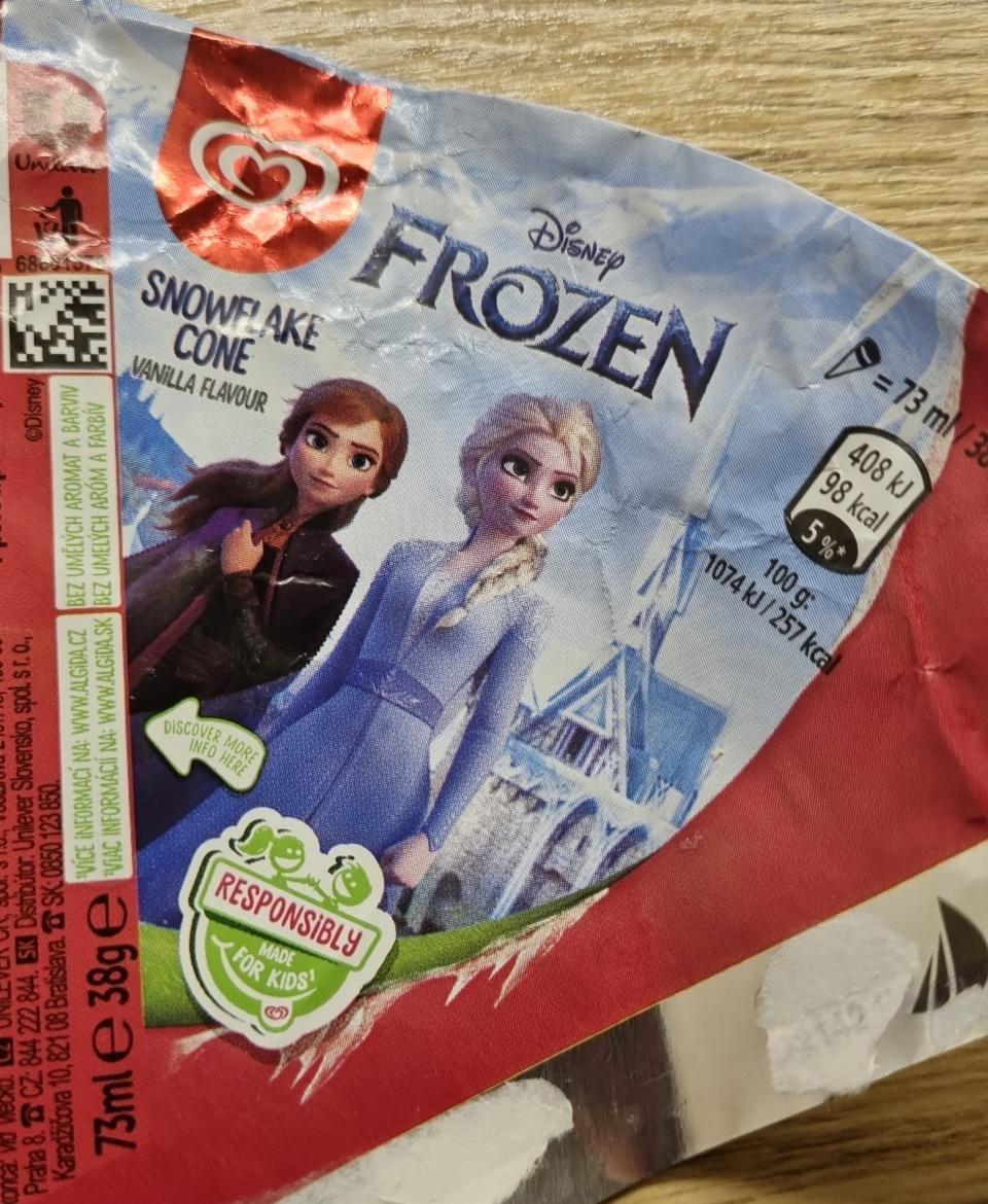 Fotografie - Disney Frozen Snowflake Cone Vanilla flavour Algida