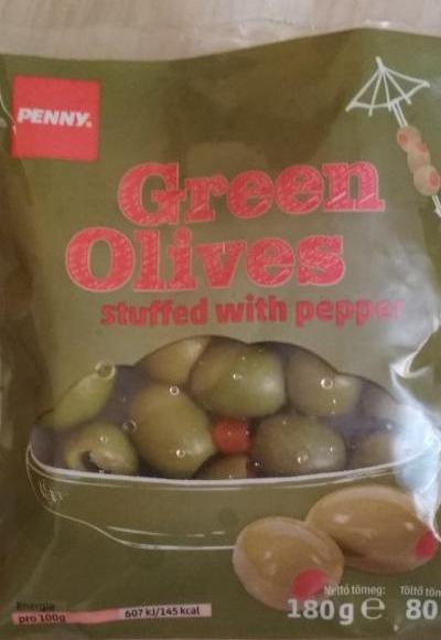 Fotografie - Green Olives Stuffed with Pepper Penny