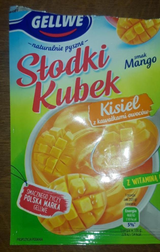 Fotografie - Słodki Kubek Kisiel z kawałkami owoców smak Mango Gellwe