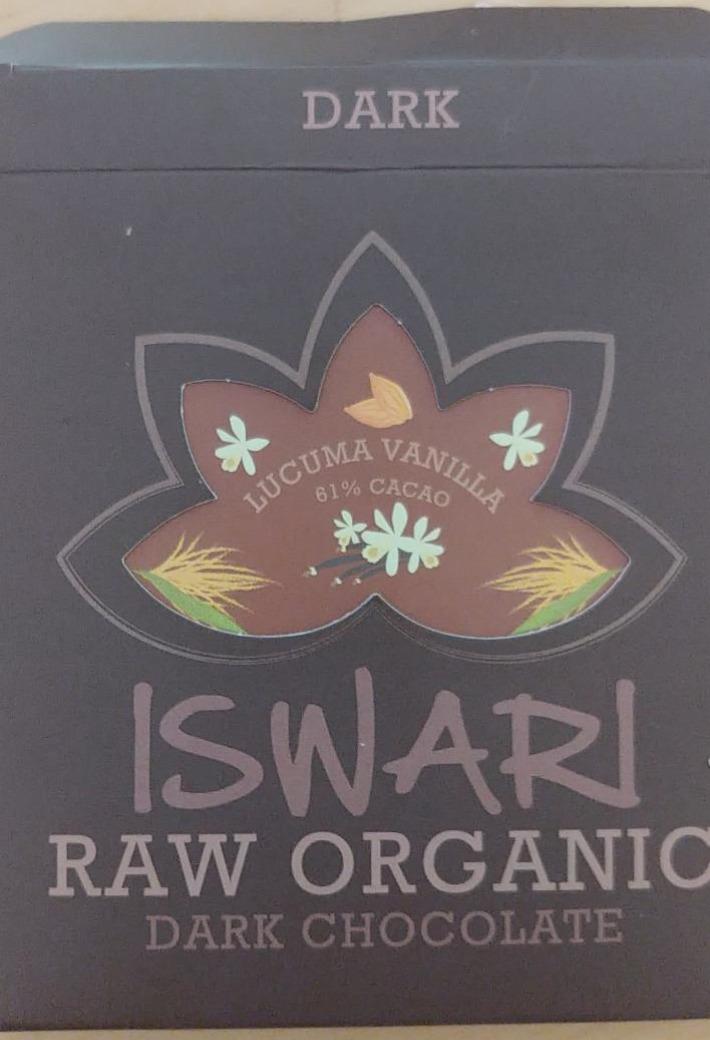 Fotografie - Raw Organic Dark Chocolate Vanilla-Lucuma 61% cacao Iswari