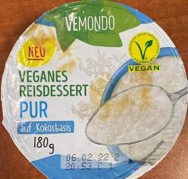 Fotografie - veganes reisdessert pur kokosbasis Vemondo