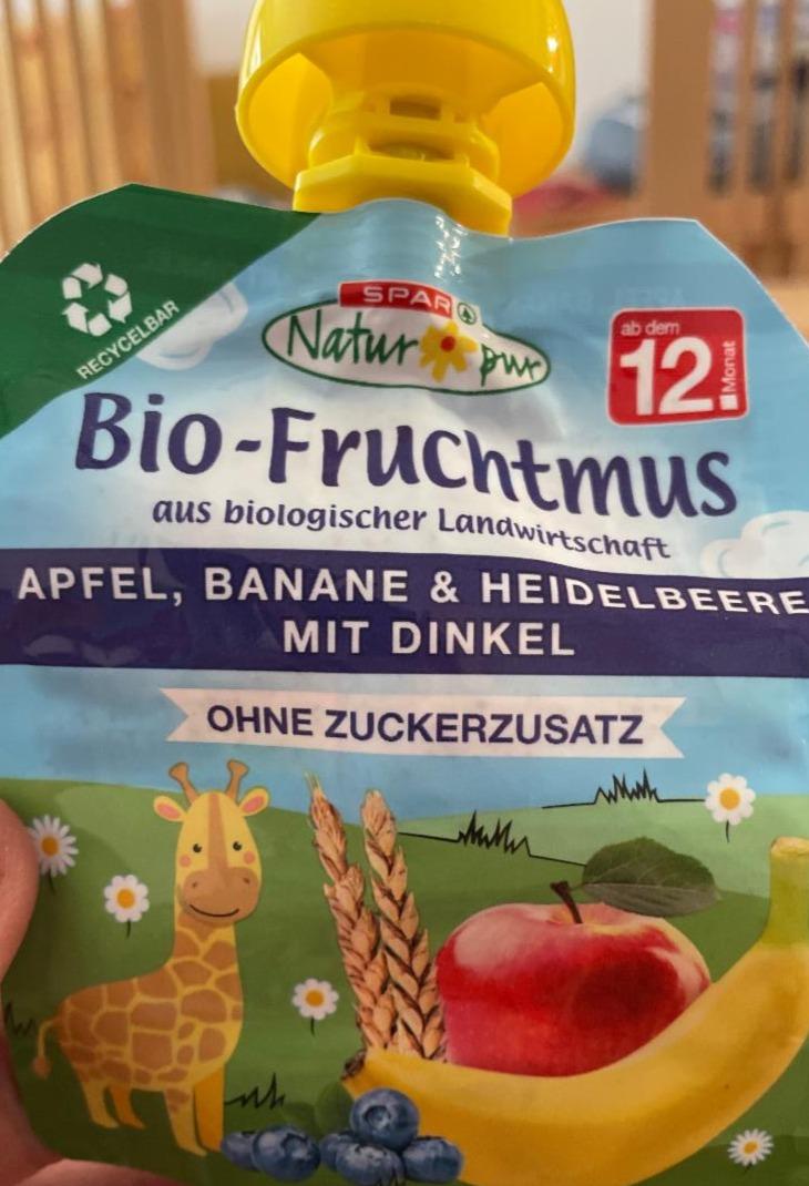 Fotografie - Bio-Fruchtmus Apfel, Banane & Heidelbeere Spar Natur pur
