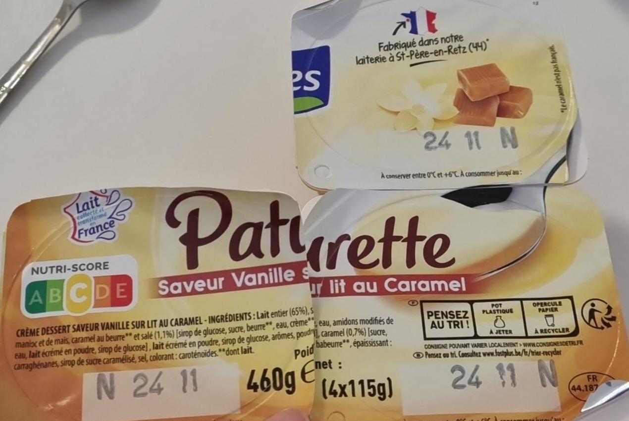 Fotografie - Crème dessert saveur vanille sur lit au caramel Pâturages