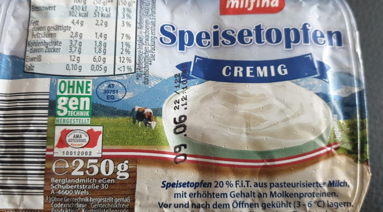 Fotografie - Speisetopfen Cremig 20% Fett Milfina