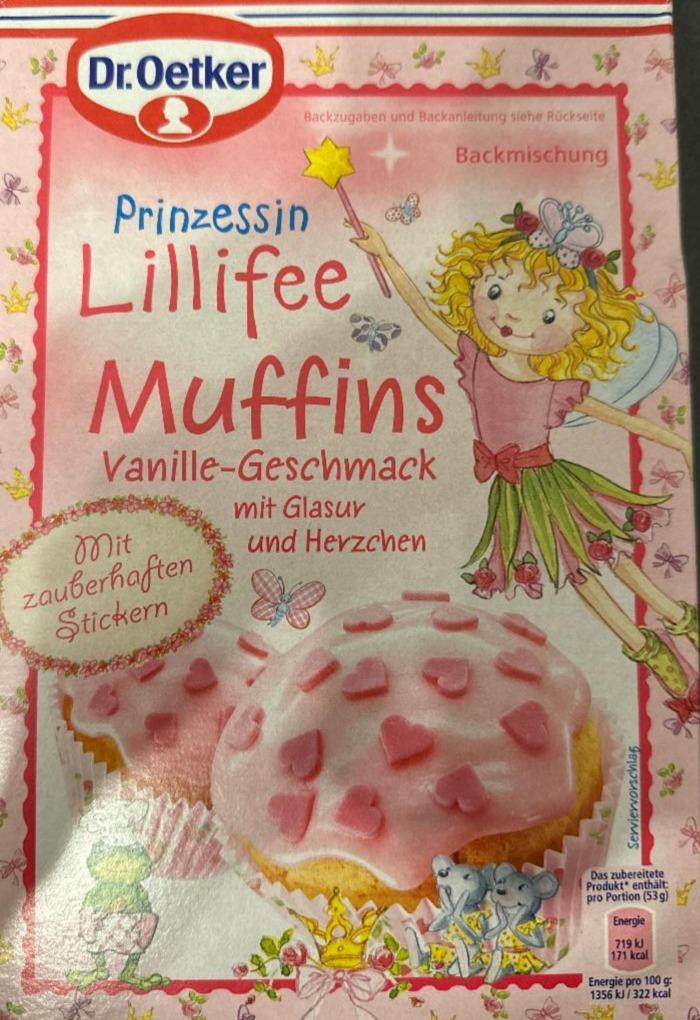 Fotografie - Prinzessin Lillifee Muffins Vanille-Geschmack mit Glasur und Herzchen Dr.Oetker