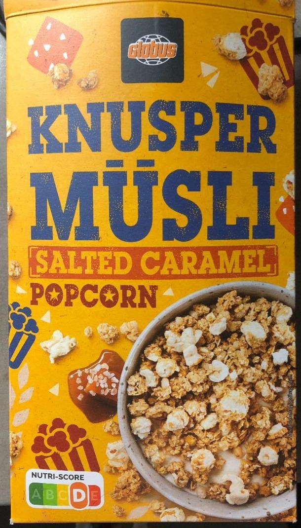 Fotografie - Knusper Müsli Salted caramel Popcorn Globus