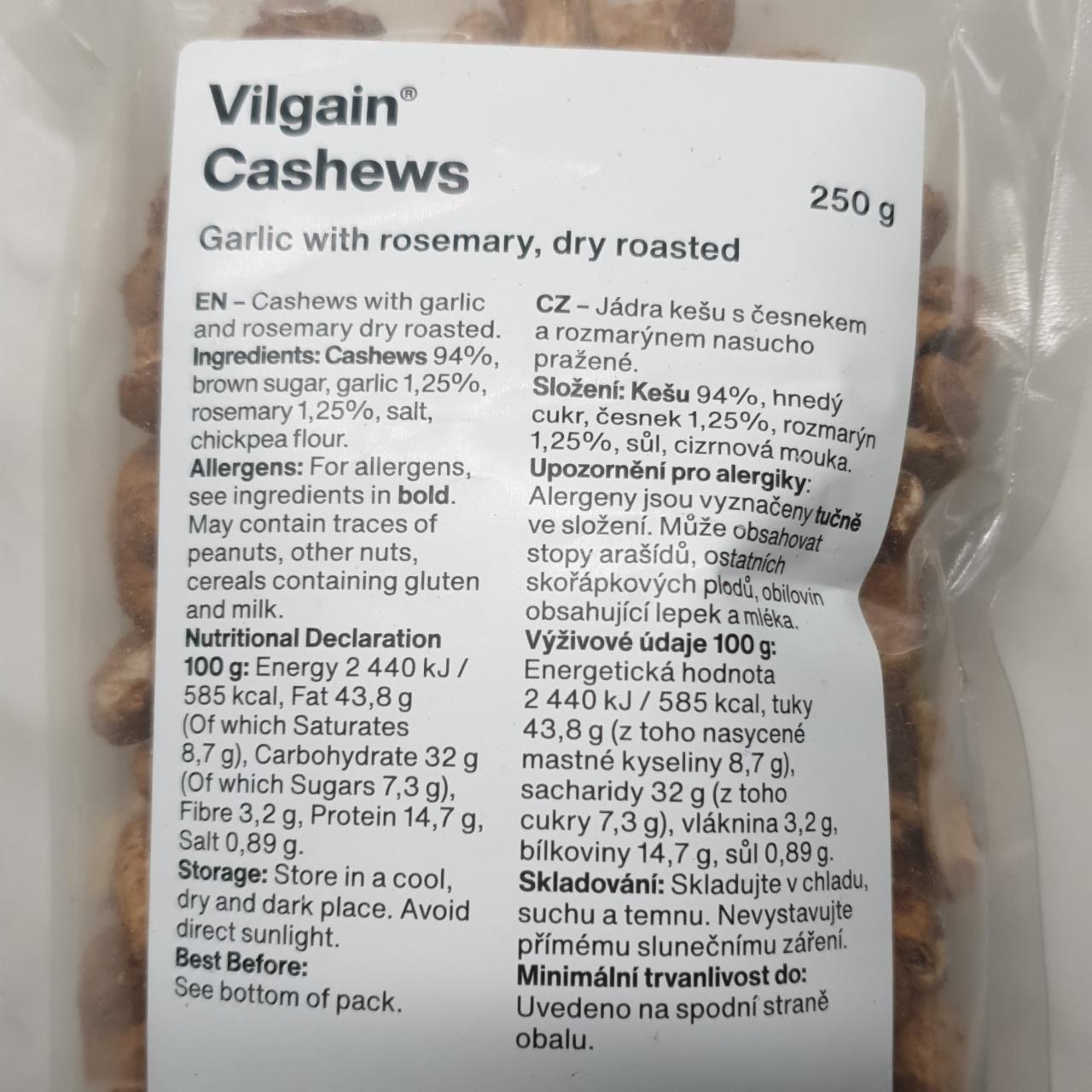 Fotografie - Cashews garlic with rosemary, dry roasted Vilgain