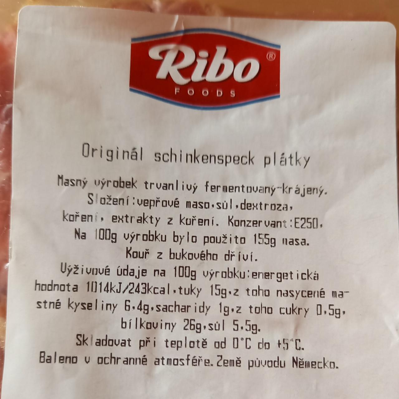 Fotografie - Originál schinkenspeck plátky Ribo foods