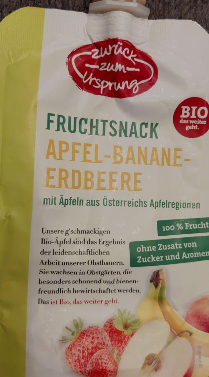 Fotografie - Fruchtsnack Apfel-Banane-Erdbeere