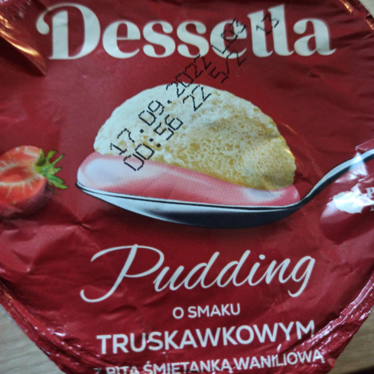 Fotografie - Pudding o smaku truskawkowym z bitą śmietanką waniliową Dessella