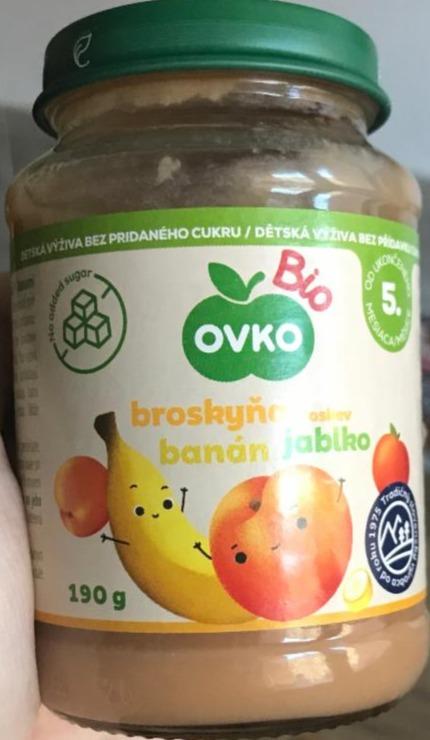 Fotografie - Bio Dětská výživa broskvová s banány a jablkami Ovko