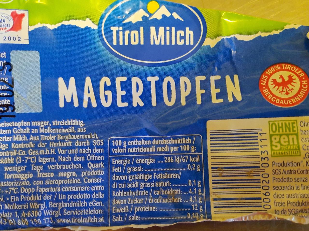 Fotografie - Magertopfen Tirol Milch