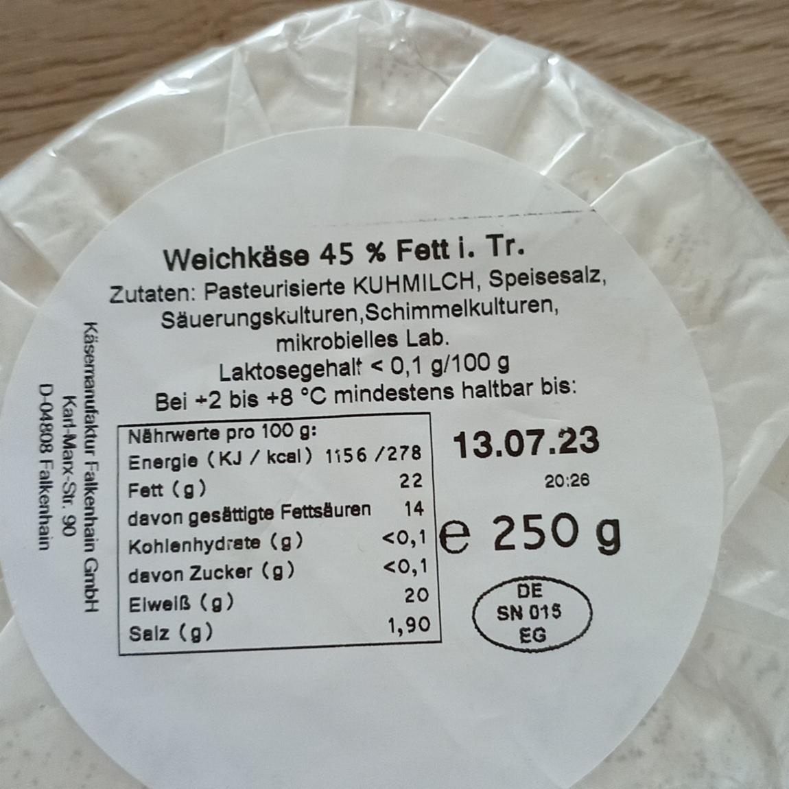 Fotografie - Weichkäse 45% Käsemanufaktur Falkenhain