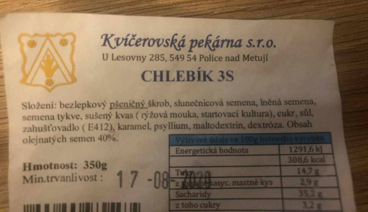 Fotografie - Chlebík 3S Kvíčerovská pekárna