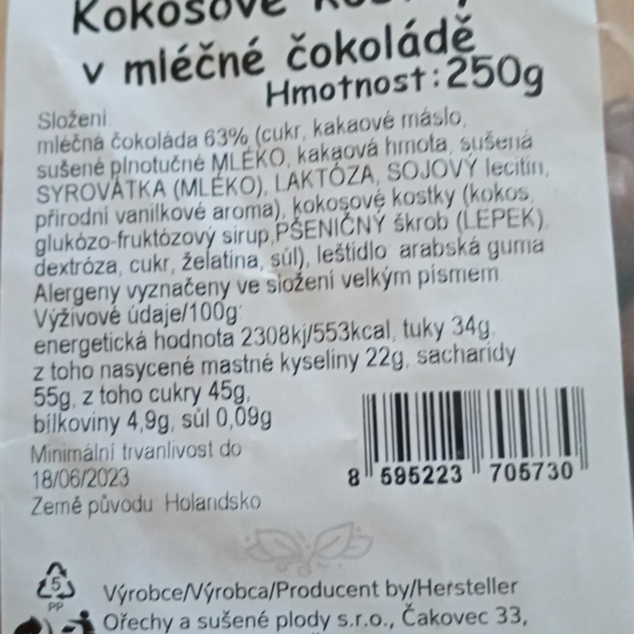 Fotografie - Kokosové kostky v mléčné čokoládě Ochutnej Ořech.cz