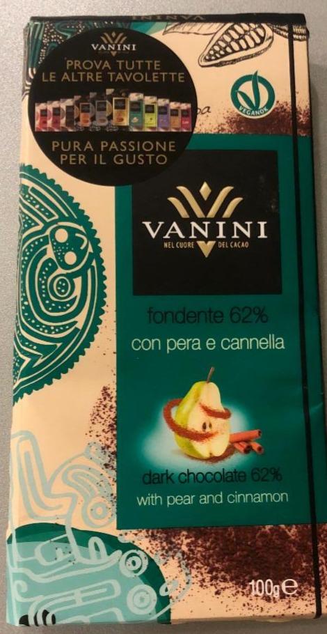 Fotografie - Čokoláda 62% Vanini hruška skořice