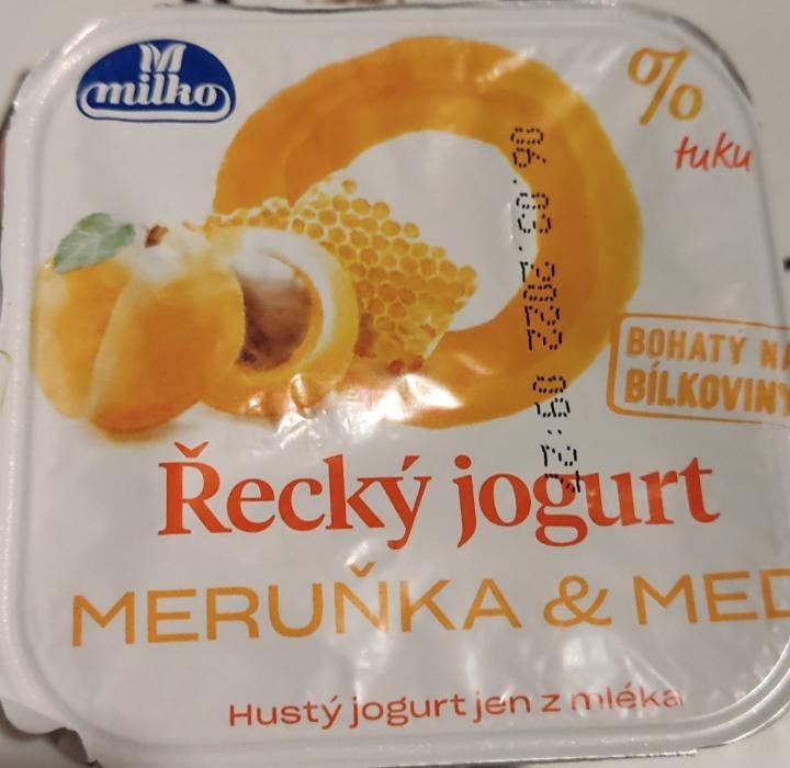Fotografie - Řecký jogurt meruňka a med 0% tuku Milko