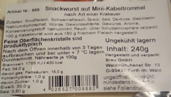 Fotografie - Snackwurst auf Mini-Kabeltrommel